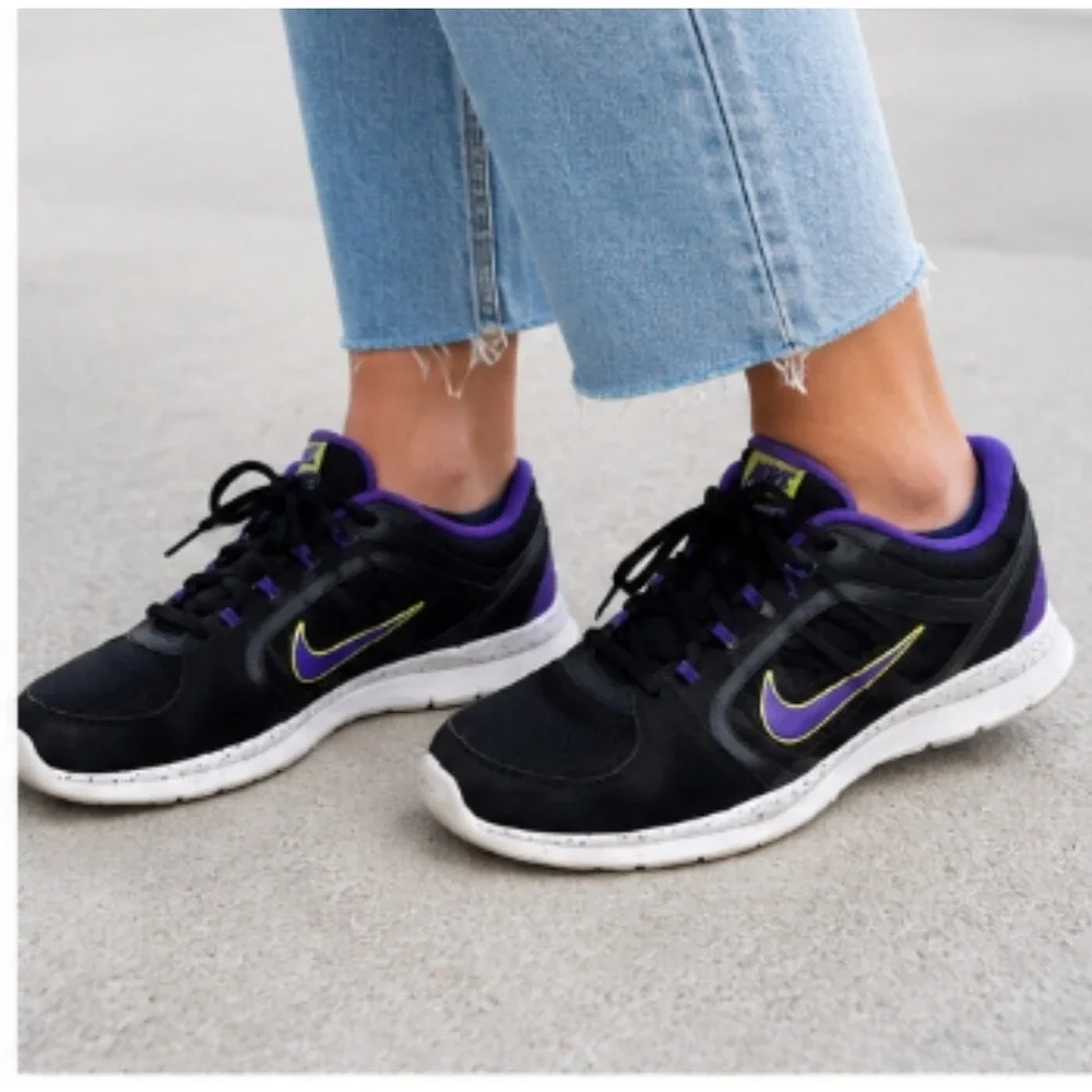 Women's Tennis Shoes Nike 8 1/2 8.5 Black LIME GREEN PURPLE  RUNNING Y2K